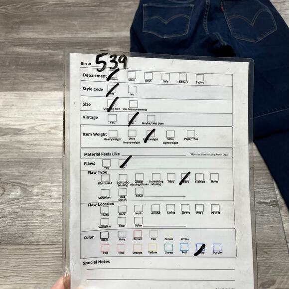 Levis Premium Dark Wash Blue Womens 26x27 Curvy Straight Stretch Jeans Red Tab - Picture 12 of 15